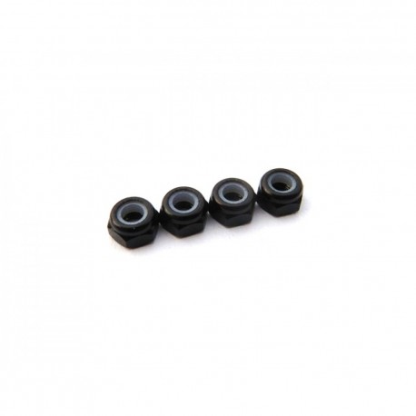 Hiro Seiko 3mm Alloy Nylon Nut (S_Size) [Black] ( 4 pcs)