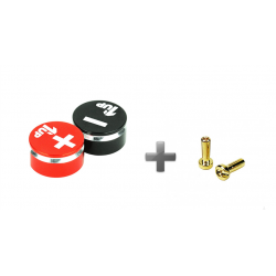 1up Racing LowPro Bullet Plugs & Grips 4mm - Black/Red