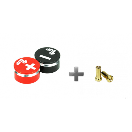 1up Racing LowPro Bullet Plugs & Grips 5mm - Black/Red
